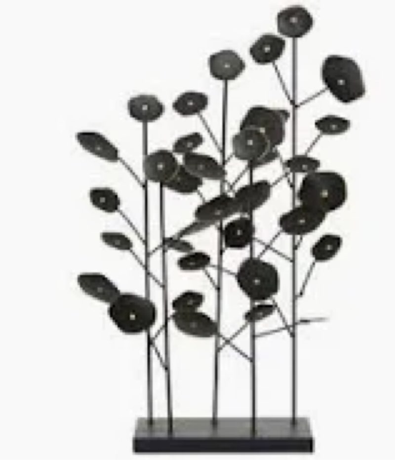 deco 79 metal leaf decorative sculpture home decor statue, accent figurine 14" x 6" x 21", black