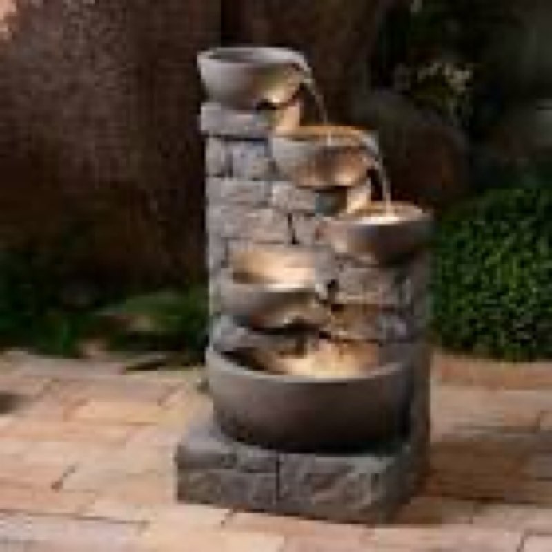 style selections 27-inches h resin water tiered outdoor fountain pump included