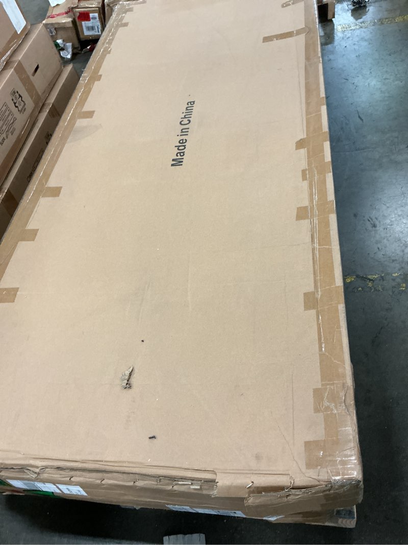 Condition photo showing New/Like New for Stylish Solid Wood Office Desk with Sturdy Metal Base - Durable Executive Computer Desk or Dining Table in Multiple Sizes - Perfect for Home Office and Work Environments (Tan62.99in)