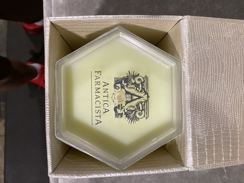 Condition photo showing New/Like New for antica farmacista scented candle, lavender & lime blossom, 9 ounce