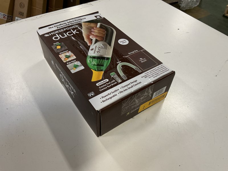 Condition photo showing New/Like New for Duck Compact Cordless Vacuum by Horsepower, Ultra-Powerful, Strong Suction, AS SEEN ON TV, Easy To Store, Rechargeable. Home, Auto, Pet Hair, Fits In Tiny Crevices, Includes Hose, Crevice Tool & Brush