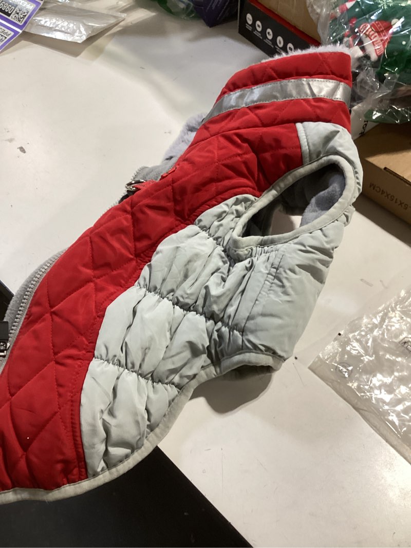 Condition photo showing As Is for Dog Coat Dogs Jacket Waterproof Reflective Adjustable Dog-Winter Coats for Small/Medium/Large Dogs Dachshund Coat-(Red, Medium) Red Medium(chest 23~27in)