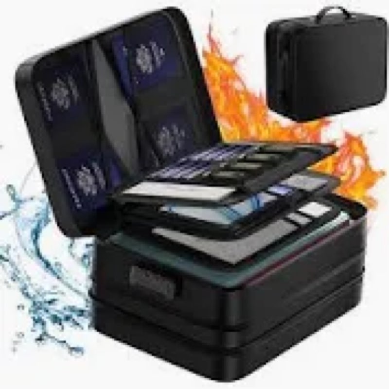 Fireproof Document Bag with lock, Expandable Capacity Document Organizer with Zipper Protection, Fir(Gray)