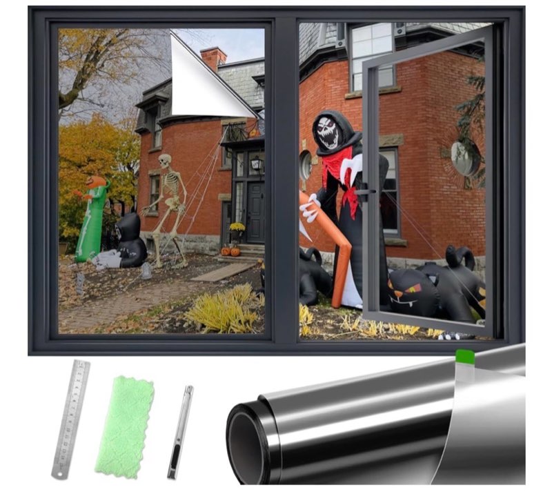 DUOFIRE One Way Window Film Privacy See Out Not in Heat Blocker Tint Reflective Mirror Tinting Film 