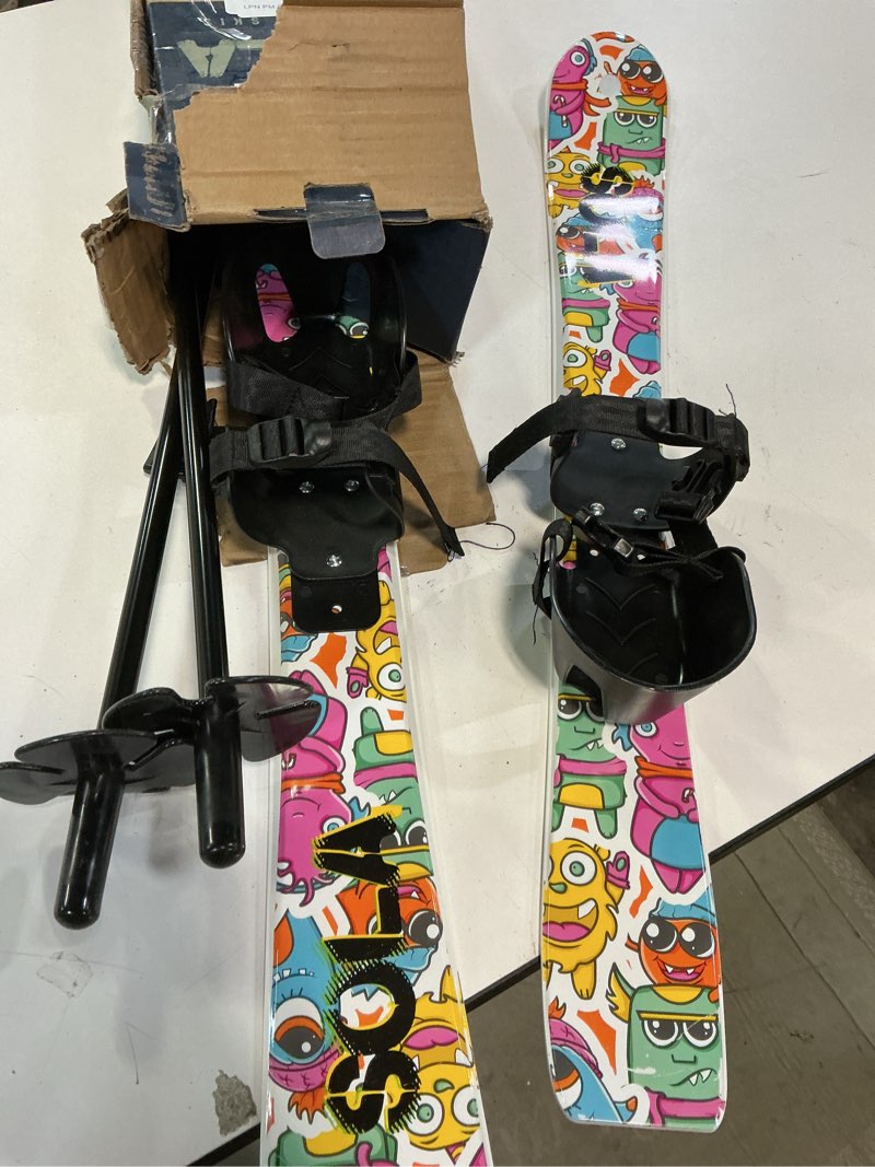 Condition photo showing Good Condition for SOLA Kids Ski Set – Beginner Cross Country Skis with Poles and Adjustable Bindings for Ages 3–4, Backyard Winter Fun Gaggle