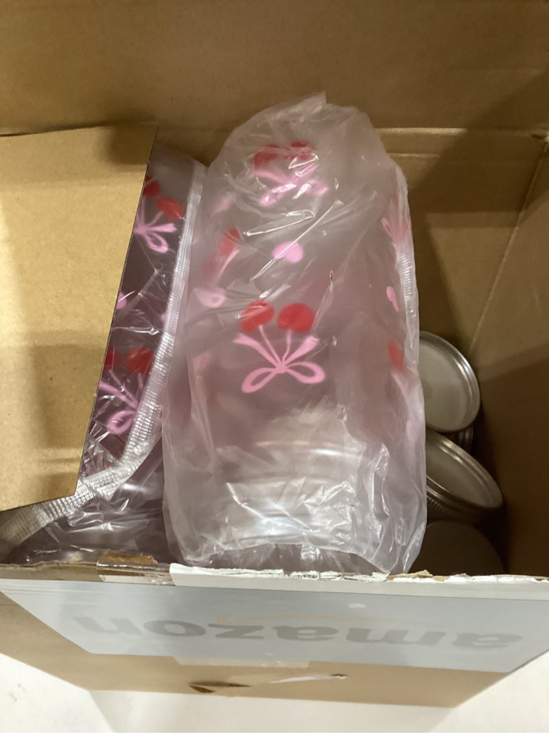 skylety 12 pcs mother's day pink bow plastic bottle bulk cherry pink plastic cups with straw lid and