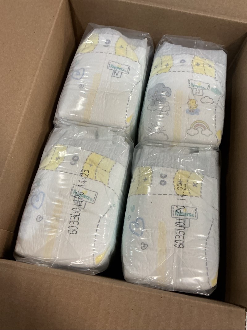 Condition photo showing New/Like New for pampers swaddlers diapers, size 0 (up to 10 lbs), 84 count, absorbent, keeps baby dry and comfortable, skin safe disposable baby diaper (packaging may vary) newborn 84