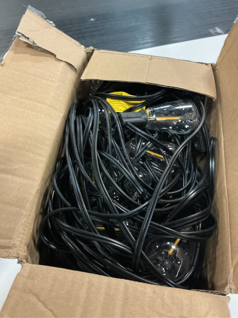 Condition photo showing Good Condition for addlon 100ft led outdoor string lights with remote waterproof patio lights with shatterproof st38 replaceable bulbs, dimmable outside hanging light connectable for porch, backyard 100ft(30 sockets)