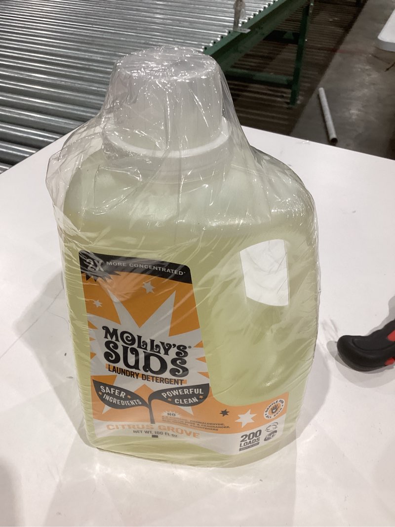 Condition photo showing New/Like New for Molly's Suds Liquid Laundry Detergent | Clean Laundry Detergent Soap for Sensitive Skin | 2x Concentrated, High Efficiency (HE) (Citrus Grove - 200 Loads) Citrus Grove 100 Fl Oz (Pack of 1)