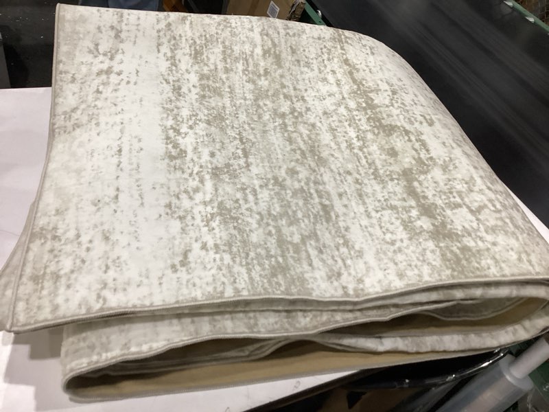 Condition photo showing As Is for soalmost washable area rug 8x10, large soft rugs for living room vintage beige carpet 8x10 area rugs for bedroom dining room non-slip stain resistant under table rug beige 8' x 10' (rectangular)