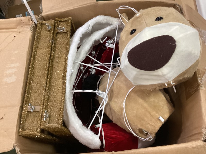 Condition photo showing Good Condition for Lighted Santa and Moose on Ladder Decoration