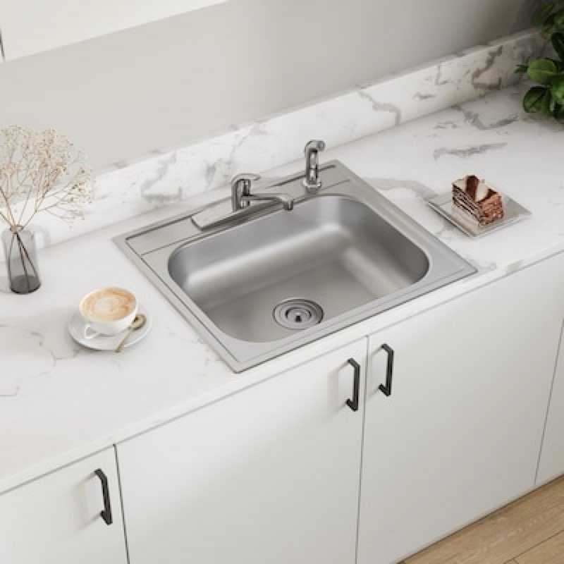 elkay dayton drop-in 25-in x 22-in stainless steel single bowl 22 -gauge kitchen sink
