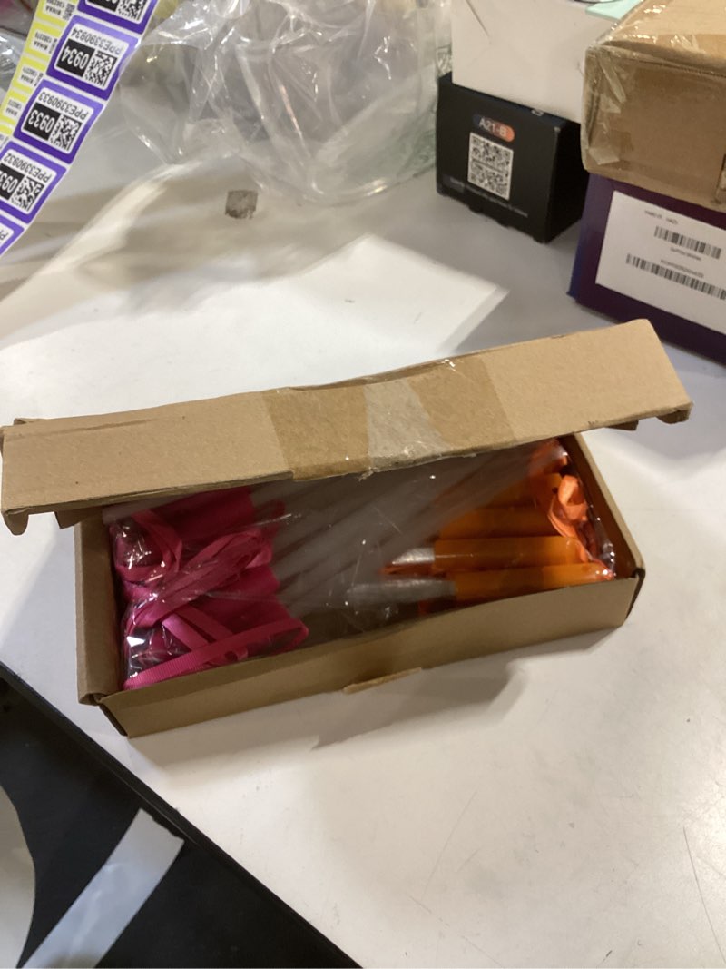 Condition photo showing New/Like New for 30 Pack LED Fiber Optic Wands Glow Fiber Wands Bulk LED Light Up Wands with 3 Flashing Modes LED Flashing Sticks for Halloween Christmas Hawaii Carnival Wedding Birthday(PinkOrange) Pink&orange