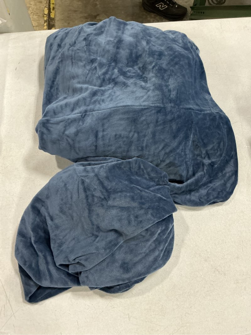 Condition photo showing As Is for wingback chair cover, stretch velvet wing chair slipcovers 2 piece, wingback armchair sofa slipcover super soft fabric furniture protector with elastic bottom for living room bedroom hotel (velvet) velvet, navy