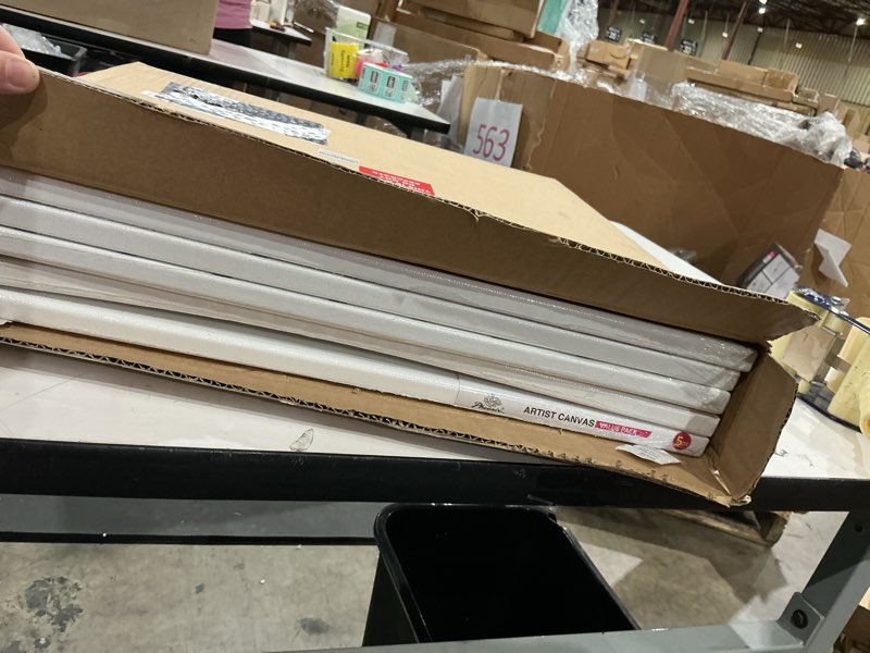 Condition photo showing Good Condition for phoenix skinny stretched canvas for painting 3x9 inch/9 value pack, 8 oz triple primed, 5/8 inch profile, 100% cotton white blank canvas, rectangular framed canvas for oil acrylic & pouring art