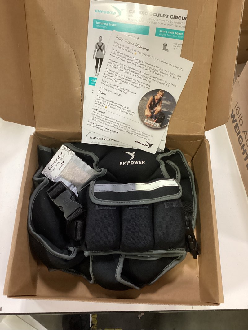 Condition photo showing Good Condition for empower weighted vest for women with reflective strips – fixed 8lbs, adjustable 4-10lbs (4 in1) or adjustable10-16lbs (4 in 1), strengthen muscles, boost bone health, and burn more calories for workout - rucking vest 16lb adjustable weight vest
