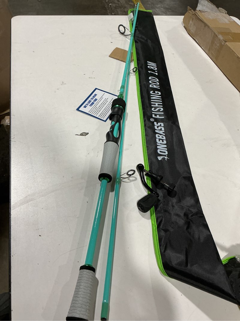 Condition photo showing New/Like New for (Rod only)One Bass Spirit Flame Fishing Rod Reel Combo, Spinning Fishing Pole with Graphite 2Pc Blanks, Stainless Steel Guides