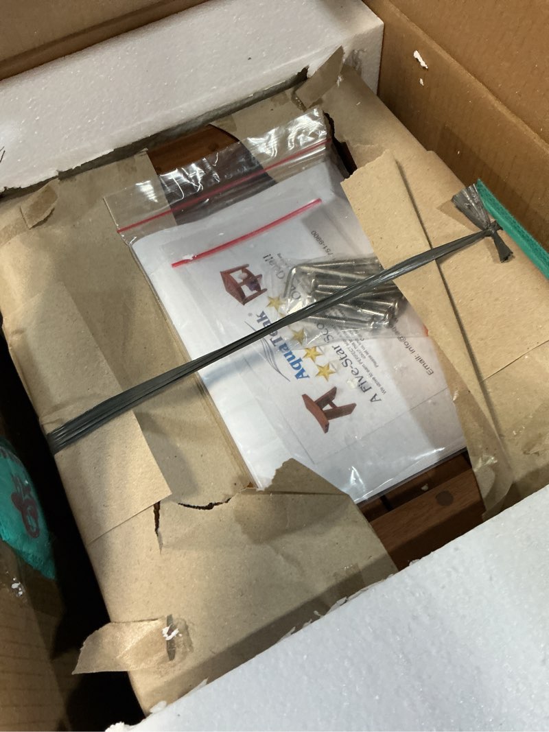 Condition photo showing New/Like New for AquaTeak Patented 18" Sumba Teak Shower Bench with Shelf A. Bench