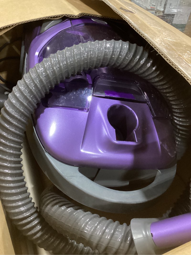 Condition photo showing As Is for Kenmore 600 Series Pet Friendly Lightweight Bagged Canister Vacuum with Pet PowerMate, Pop-N-Go Brush, 2 Motors, HEPA Filter, Aluminum Telescoping Wand, Retractable Cord and 4 Cleaning Tools, Purple