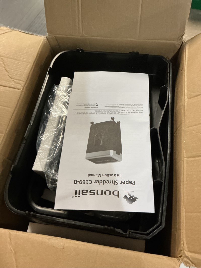 Condition photo showing Good Condition for bonsaii 15-sheet office paper shredder, 40 mins heavy duty shredder for home office, crosscut shreder with anti-jam system & p-4 high security supports cd/credit cards/staple,5 gal pullout bin c169-b 1 5 sheet-40 mins