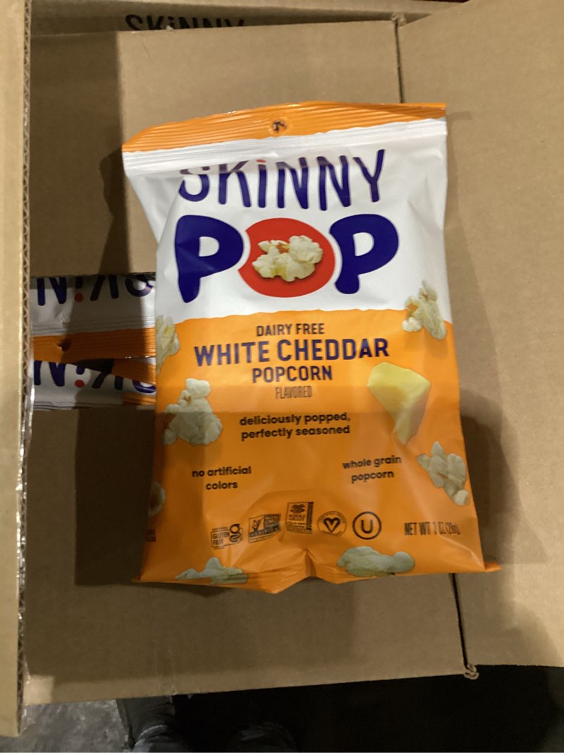 Skinny pop dairy free white cheddar popcorn 12 1oz bags