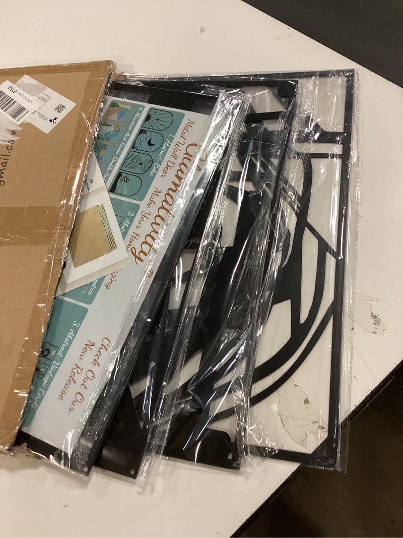 Condition photo showing New/Like New for Glamativity 4 Pack Black Abstract Metal Wall Art, Minimalist Décor Single Line Art Wall Décor, 3D Textured Metal Wall Sculptures, for Living Room Bedroom Bathroom Study Room (Black Abstract, M Size 16 x 11'') M Size 16 x 11'' Black Abstract