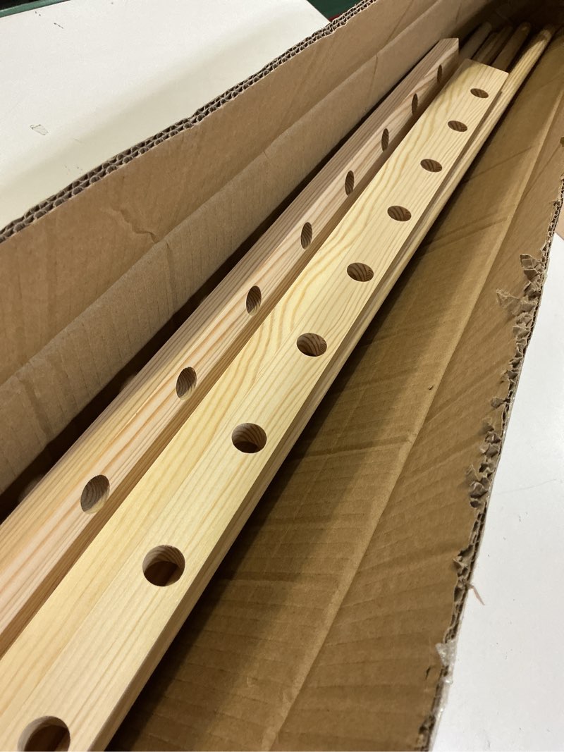 Condition photo showing Good Condition for kigley 10 tier ribbon holder organizer rack wood wrapping paper display rack large gift wrapping paper storage organizer easy wall mount wrapper storage