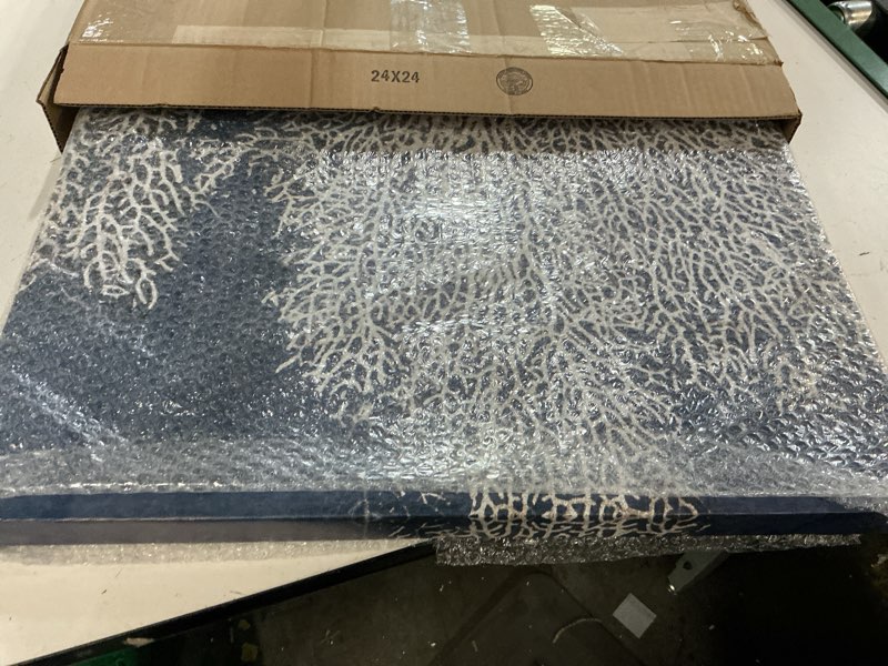 Condition photo showing Good Condition for stupell industries 'sea coral ocean life silhouette', canvas art, 24 x 24 inches, easy to hang and sturdy, made in usa, by main line studio 24"l x 1.5"w wrapped canvas (1.5"d)