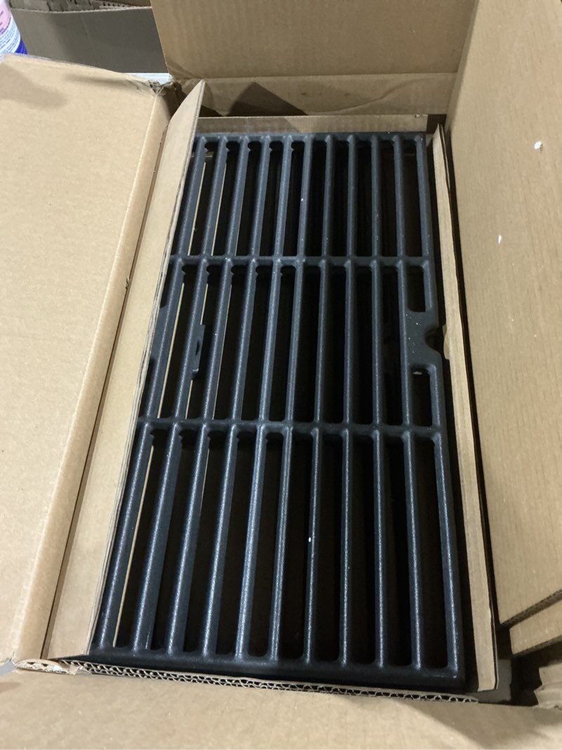 Condition photo showing As Is for 18 inch grill grates for charbroil performance 463342119, 463377017, 463347017, 463376018p2, 463376117, 463377117, grill grates replacement for char-broil 4 burner 475 463347519, 463347418, 463342119 cast iron for charbroil performance 4 burner