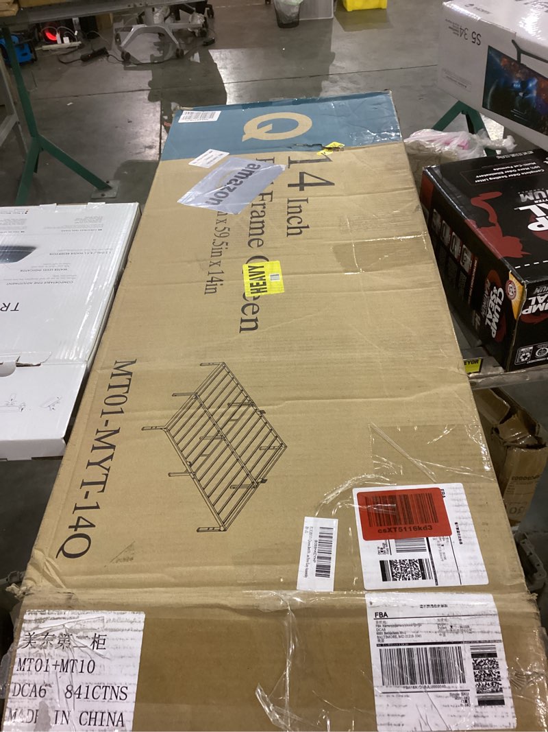 Condition photo showing As Is for FUIOBYVV Queen Bed Frame, 14 Inch Heavy Duty Metal Platform Bed Frame Queen Size Support Up to 3500 lbs, No Box Spring Needed,Headboard Holes,Steel Slat Support,Noise Free,Easy Assembly Queen 14 inch