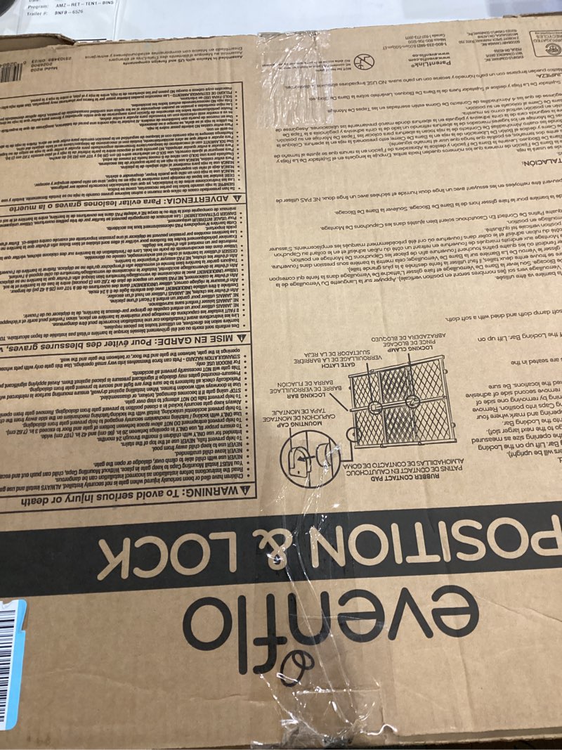 Condition photo showing As Is for Position & Lock Adjustable Wood Baby Gate (Farmhouse Collection)