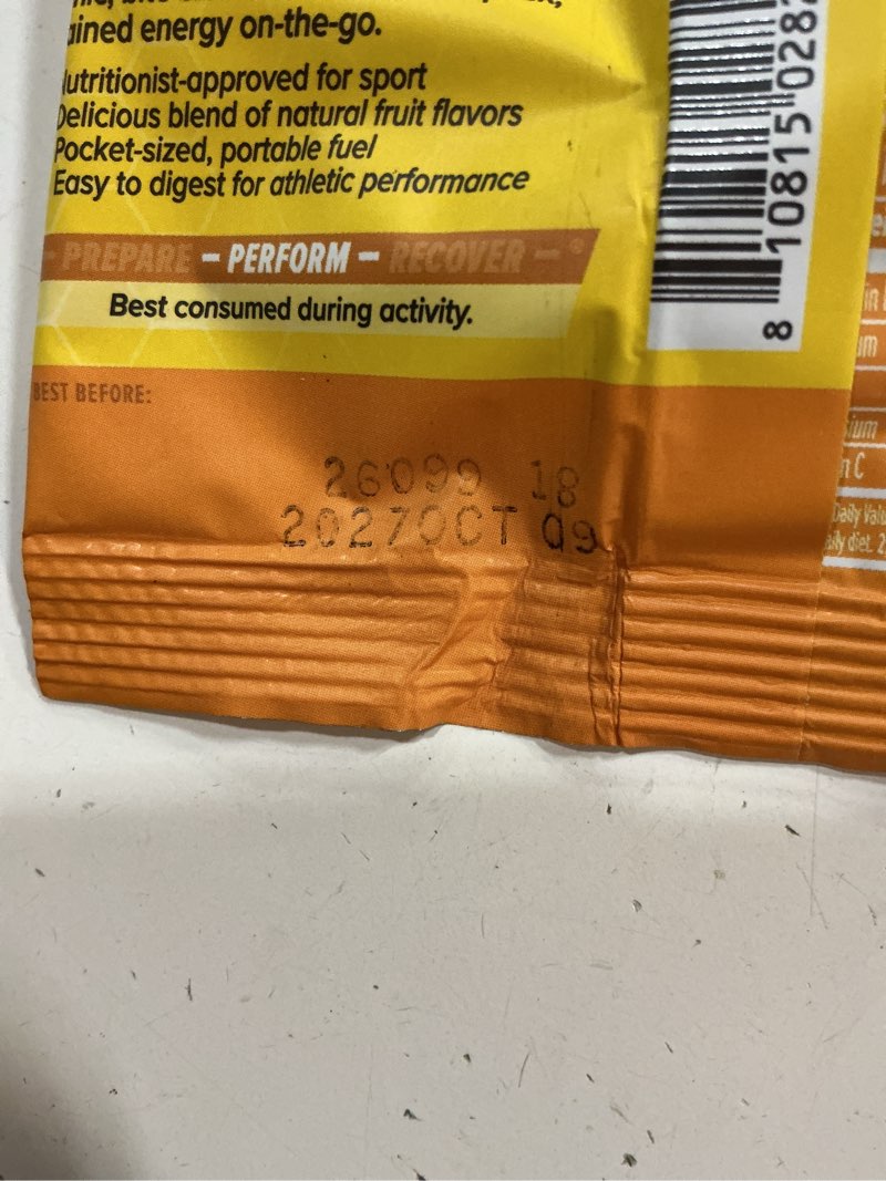 Condition photo showing New/Like New for (best by:10/09/27)honey stinger organic citrus splash energy chews, gluten free & caffeine free, for exercise, running and performance, sports nutrition for home & gym, pre and mid workout, 21.6 ounces (pack of 12) citrus splash 1.8 ounce (pack of 12)