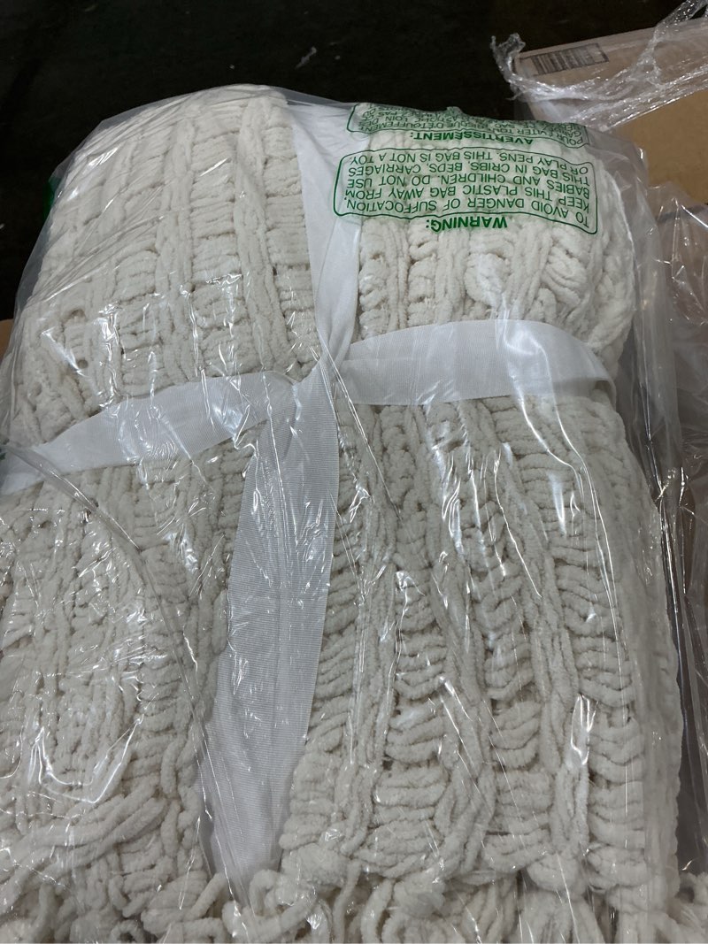 Condition photo showing New/Like New for dii chenille luxury thick woven throw with fringe, 50x60, cream