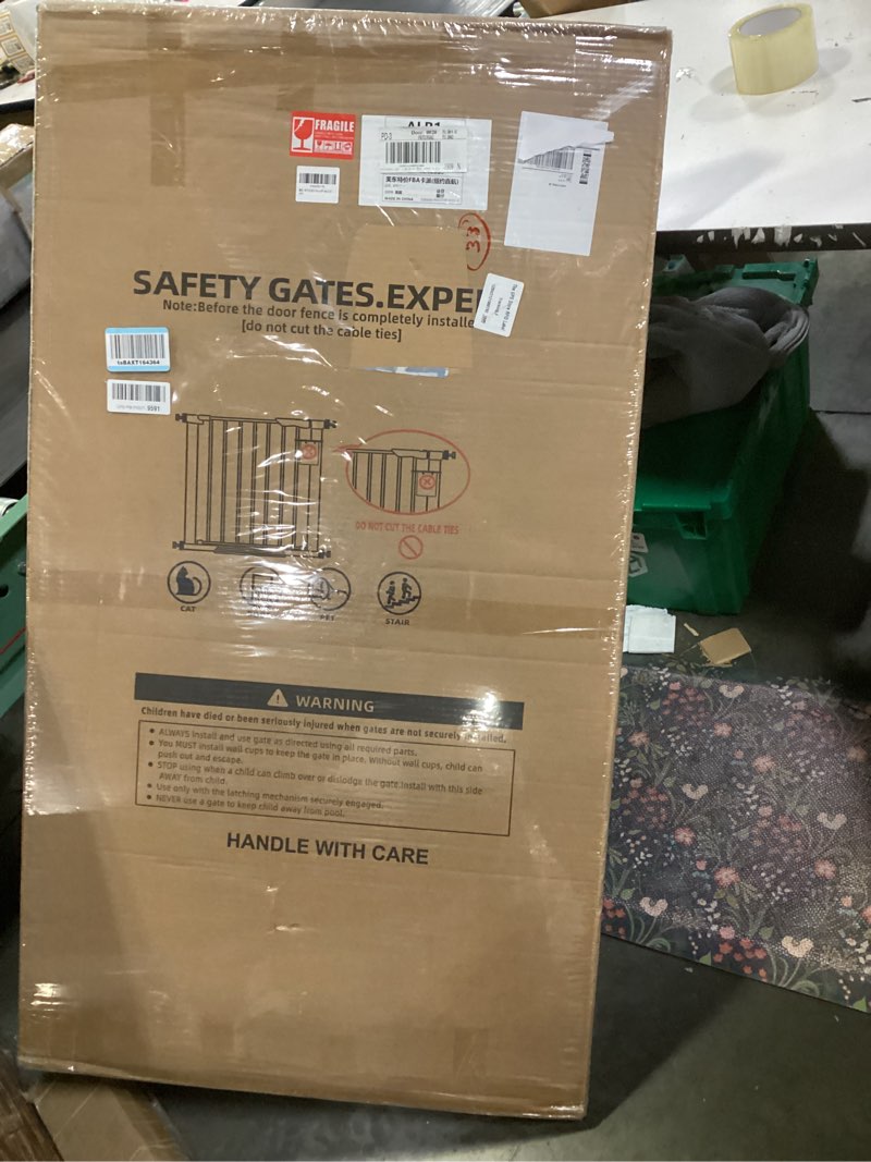 Condition photo showing New/Like New for 51.18 inch extra tall pet gate, 29.5-43" adjustable wide auto close dog gates, pressure mounted walk through tall cat gate for doorways,hallway,stairs?white? white 51 inch