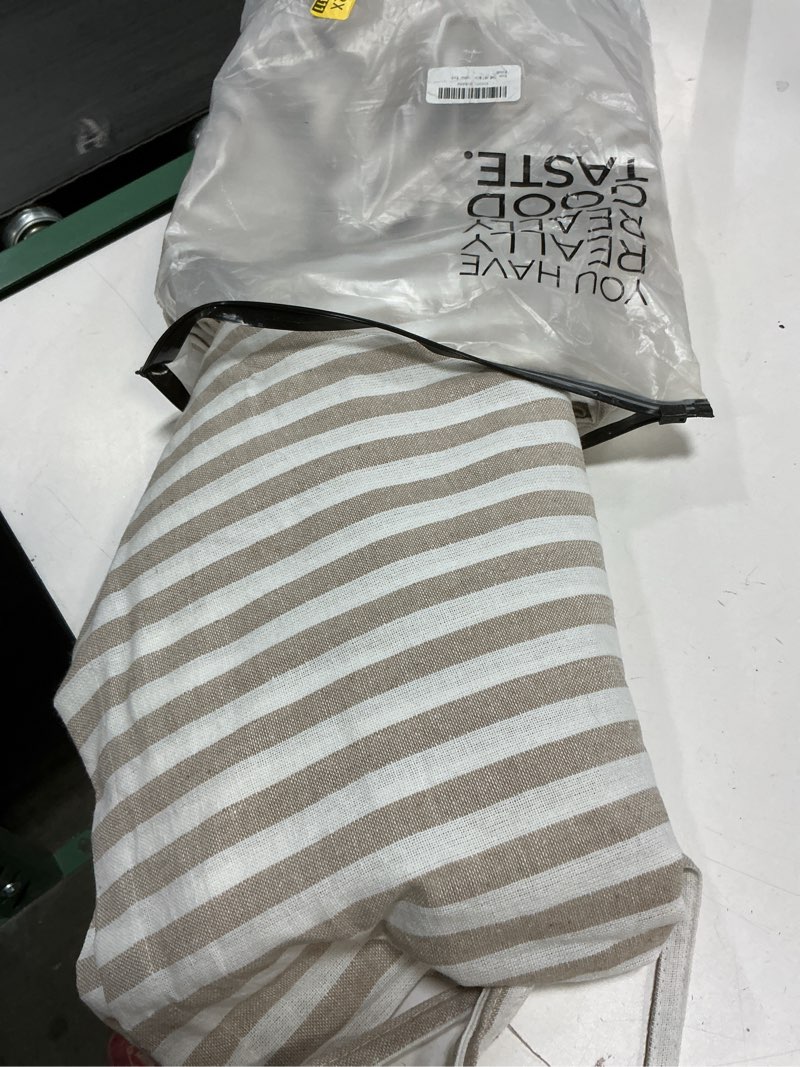 Condition photo showing Good Condition for THE ART BOX Gauze Striped Curtains,Boho Linen Tie Top Hanging Curtains Light Filtering Door Window Treatment 2 Panel Curtain Drapes for Living Room Bedroom Beige on White (84''x42'' Each Panel) 42"W x 84"L (Pack of 2) Beige