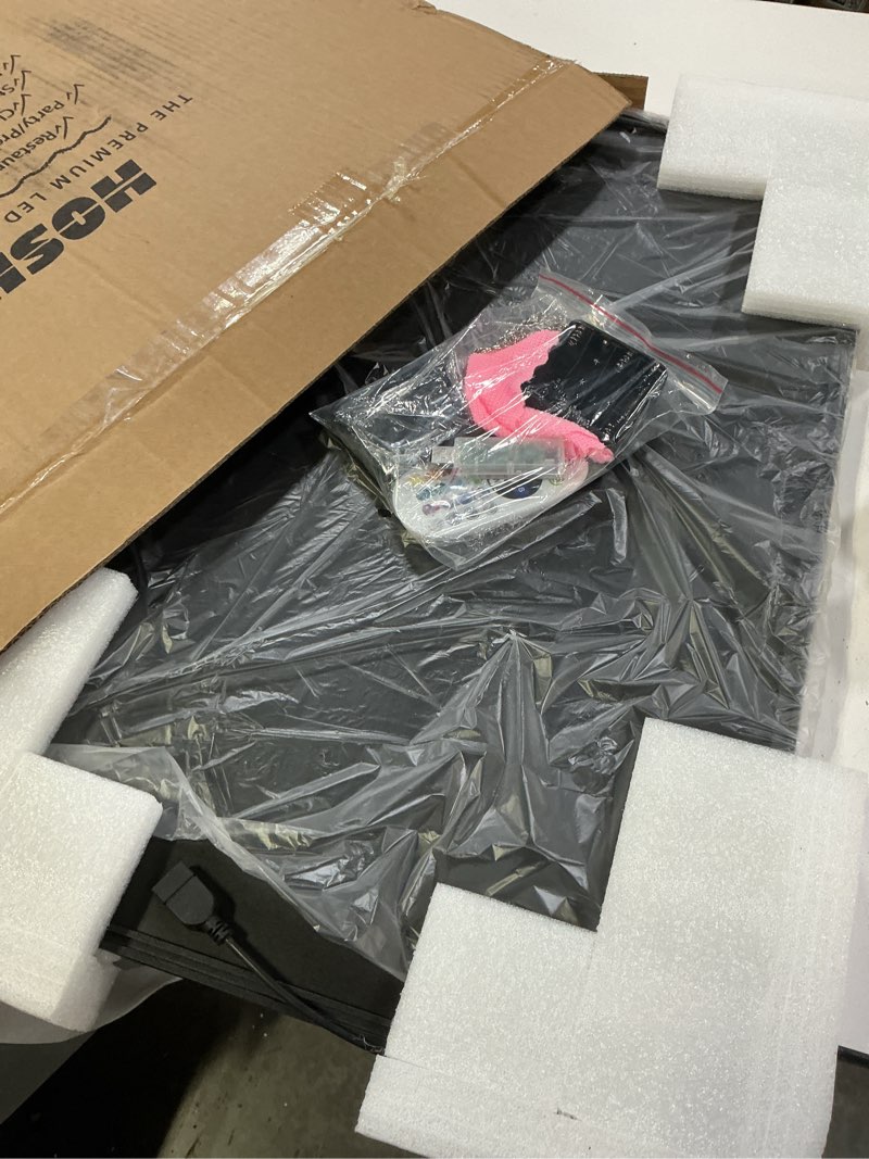 Condition photo showing Good Condition for Hosim LED Message Writing Board, 24" x 16" Illuminated Erasable Neon Effect Restaurant Menu Sign with 8 Colors Markers, 7 Colors Flashing Mode DIY Message Chalkboard for Kitchen Wedding Promotions Colorful 24x16"