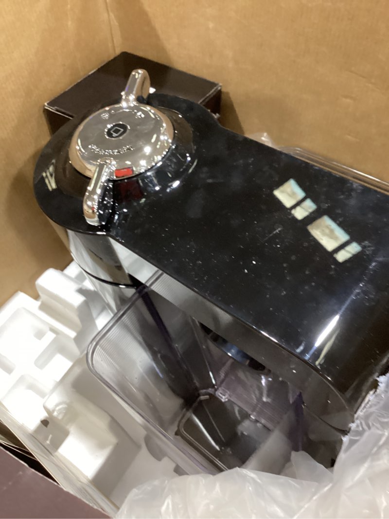 Condition photo showing As Is for nespresso vertuo coffee and espresso maker by de'longhi, piano black with aeroccino milk frother machine + frother piano black