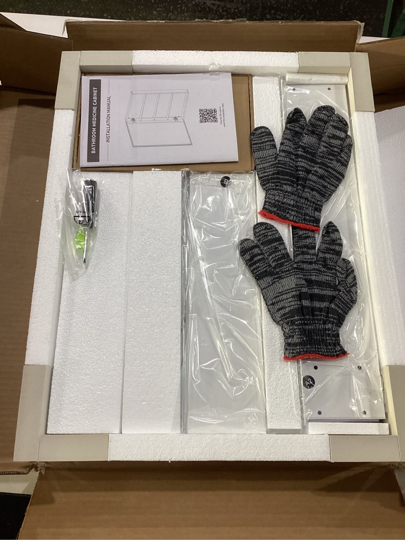 Condition photo showing New/Like New for tokeshimi 14x18 bathroom medicine cabinet, tempered mirror with adjustable storage frameless white farmhouse medicine cabinet recessed white 14x18 in