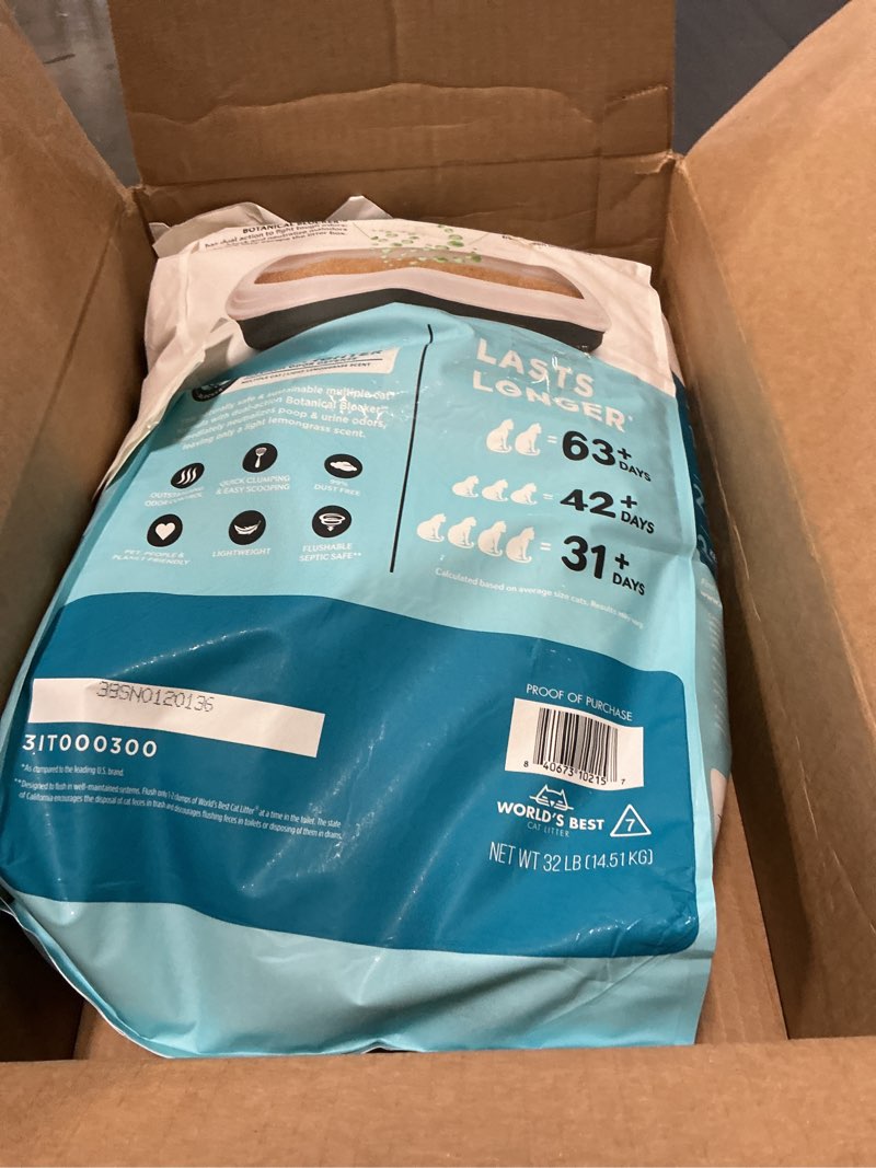 Condition photo showing As Is for world's best cat litter poop fighter maximum odor defense, 32-pounds - natural ingredients, quick clumping, flushable, 99% dust free & made in usa - long-lasting odor control & easy scooping