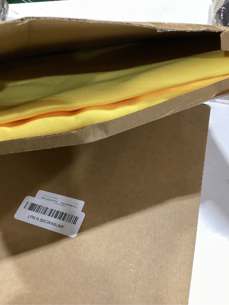 Condition photo showing Good Condition for FOLINS&HOME Yellow Round Tablecloth 70 Inch Waterproof Heavy Duty Wrinkle Free Polyester Fabric Table Cloth, Spillproof Washable Table Cover for Parties, Camping, Picnic, Banquet, Indoor & Outdoor Use Yellow 70" (Round)