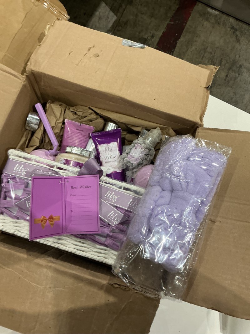 Condition photo showing As Is for lily roy 15pcs bath spa gifts for women spa kit skin self care bath spa gift baskets set for women b