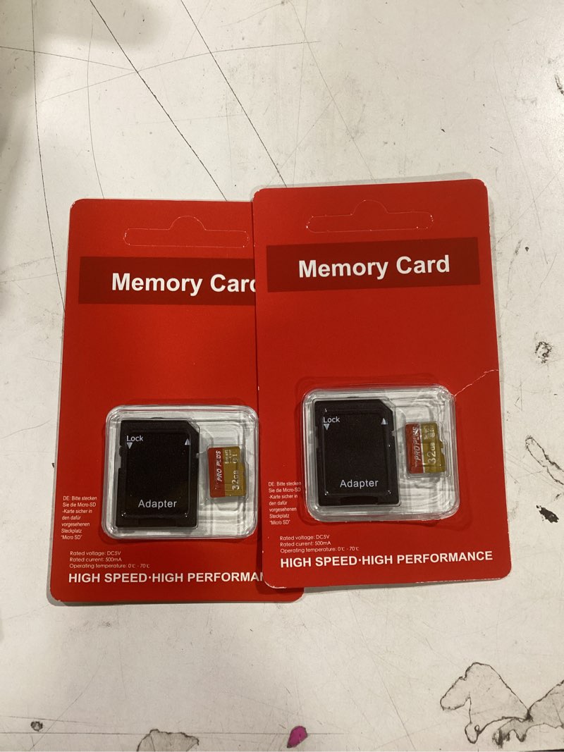 Condition photo showing New/Like New for 2 Pack TF Card 32GB with Adapter, High Speed Memory Card, UHS-I C10 A1 Memory TF Card for Tablet/Mobile Phone/Camera/Car Audio/Game Console (TF162 Red Gold 32GB)