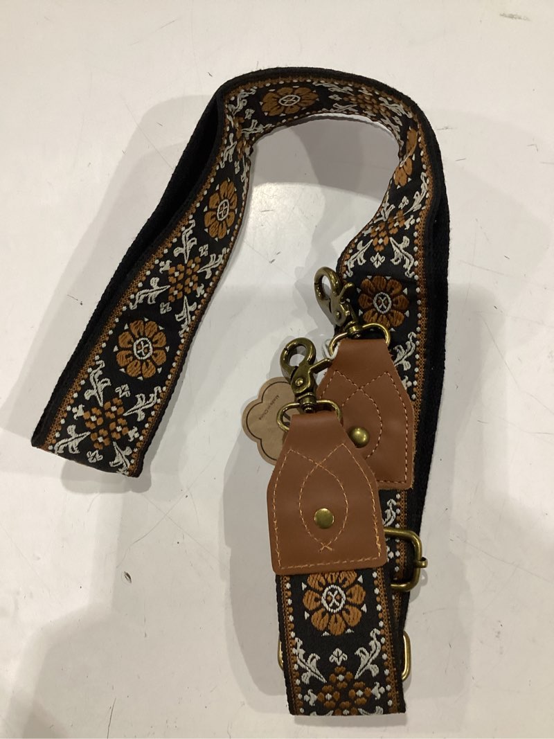 Condition photo showing New/Like New for nefelibata purse strap, 2" crazy horse leather end shoulder strap adjustable replacement,retro jacquard embroidery multi-pattern crossbody bag straps for handbag,crossbody bags(brown flower) a#-metal vintage brown flower