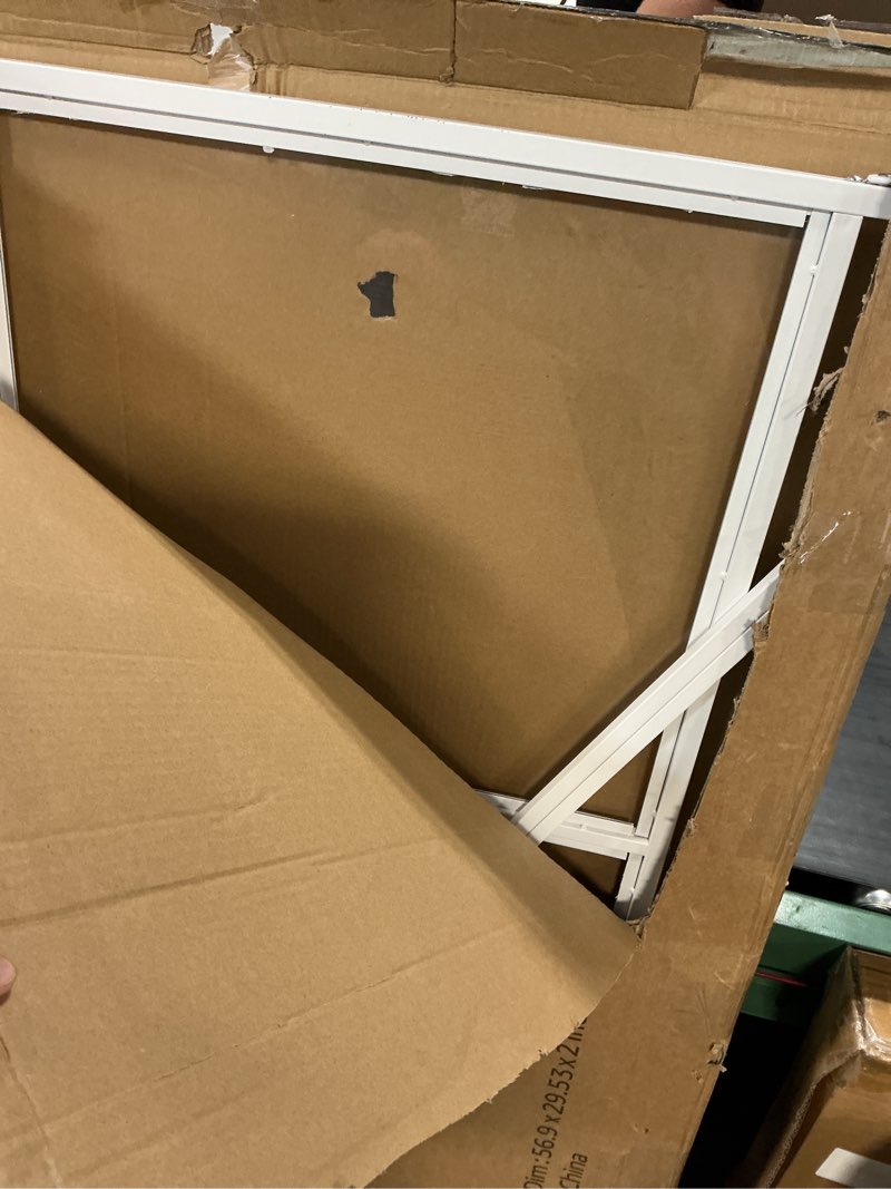 Condition photo showing As Is for 56\" extra tall baby gate,pressure mount clear acrylic cat gate for doorways,no drilling dog gate indoor,29.5-33.5\" wide pet safety barrier for hallway house-white s white-s