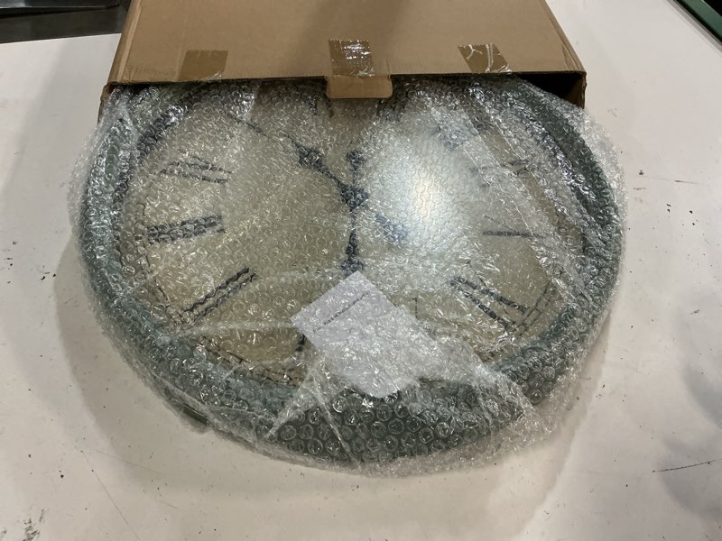 Condition photo showing Good Condition for bernhard products large decorative wall clock 20 inch silent non ticking battery operated quartz vintage stylish with rustic green rim for home living/dining room kitchen & over fireplace