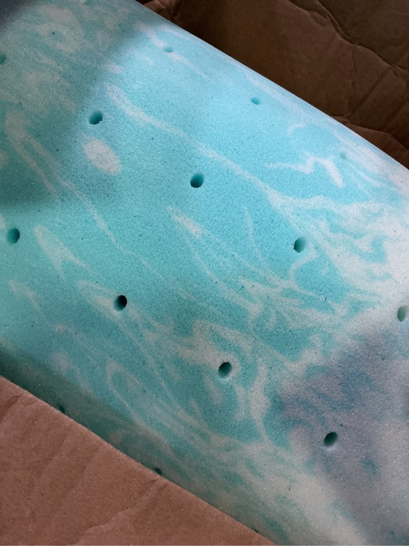 Condition photo showing Good Condition for 2 inch mattress toppers memory foam cooling gel infused for enhanced comfort, certipur-us certified breathable bed topper pad with support for sleeper sofa couch rv camper, twin 2in-blue twin