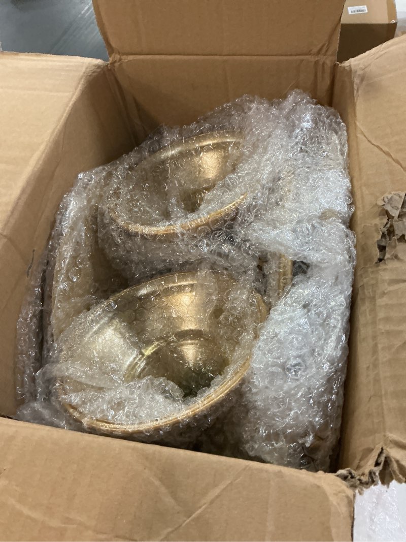 Condition photo showing Good Condition for tioncy set of 6 gold cake stand round metal cake stands antique gold dessert display cupcake pastry candy display plate for wedding birthday party event bridal celebration table(simple)