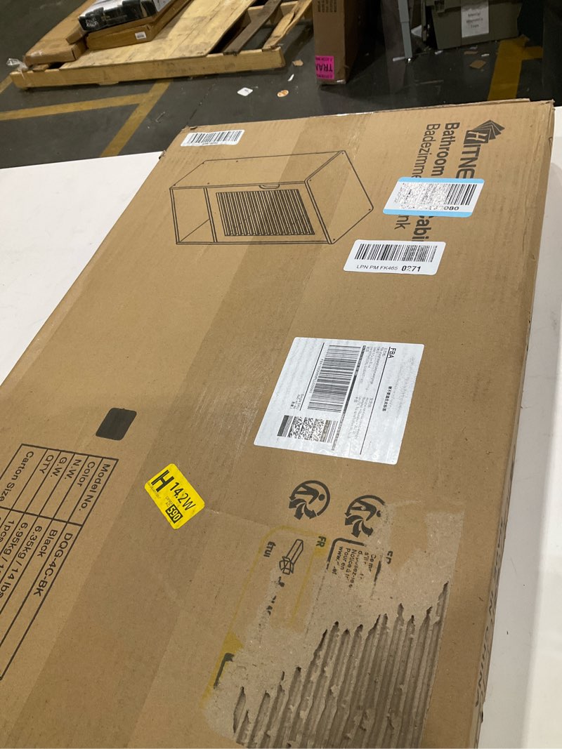 Condition photo showing Good Condition for HITNET Bathroom Storage Cabinet Wall Mounted, Hanging Medicine Cabinet with Adjustable Shelf, Over The Toilet Space Saver Organizer, Black Bamboo Kitchen Cupboard, Single Door