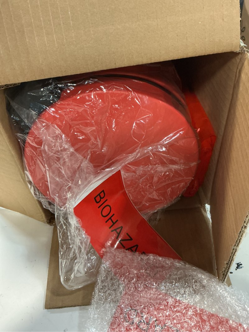 Condition photo showing New/Like New for geiserailie 1 set 4 gallon biohazard trash can with foot-operated self-closing lid, biohazard labels & bags for industrial lab infectious waste disposal, step to open, step again to close 4 gallon plastic 1