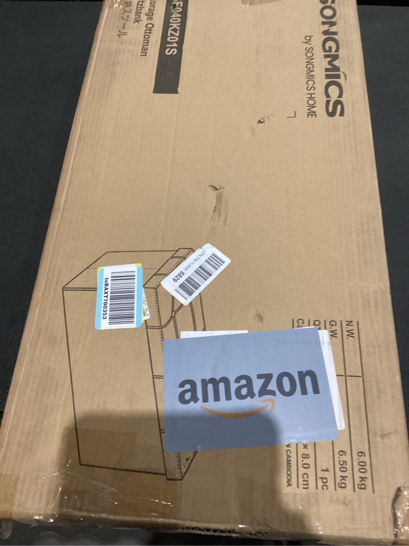 Condition photo showing New/Like New for SONGMICS Mazie Collection - 30 Inches Folding Storage Ottoman Bench, Ottoman with Storage, Foot Rest Stool, Load 660 lb, for Living Room, Synthetic Leather, Camel Brown ULSF040R01 Camel Brown 15"D x 30"W x 15"H